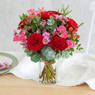 Bouquet de fleurs Eclat de rose et son vase offert Remerciements