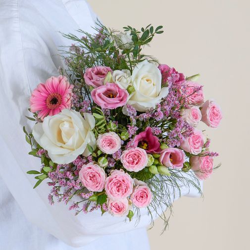 Bouquet de fleurs Petit plaisir et ses amandes au chocolat