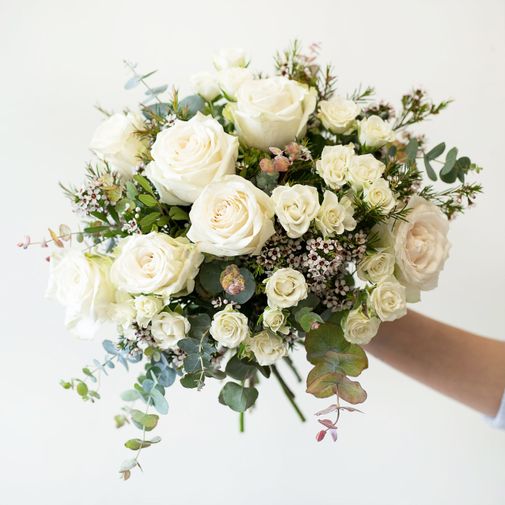 Bouquet de fleurs Vert coton  et sa bougie parfumée