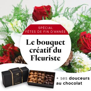 Fleurs et cadeaux Bouquet créatif du fleuriste & Amandes au chocolat Noël