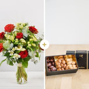 Bouquet de fleurs Dolce vita et ses amandes au chocolat Amour