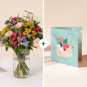 Fleurs et cadeaux Eclat coloré et sa carte message à personnaliser Fleurs et cadeaux Eclat coloré et sa carte message à personnaliser Fleur jaune