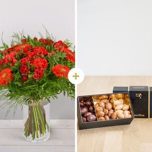 Bouquet de fleurs Pomme d'amour et ses amandes au chocolat Anniversaire