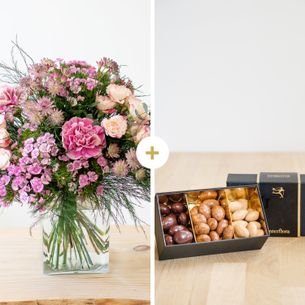 Bouquet de fleurs Velours et ses amandes au chocolat Remerciements