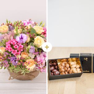 Bouquet de fleurs Zeste tendre et ses amandes au chocolat Anniversaire