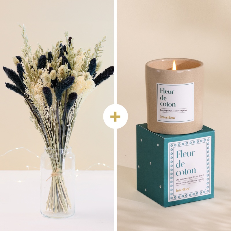 Fleurs et cadeaux Blue Dream et sa bougie parfumée