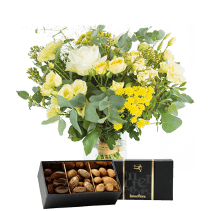 Bouquet de fleurs Cristal et ses amandes au chocolat